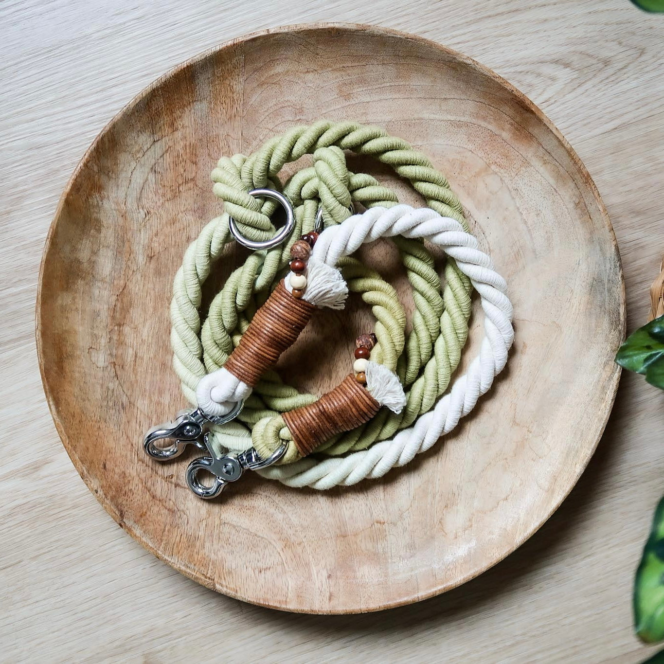 Khaki přepínací BOHO vodítko / 1,7m