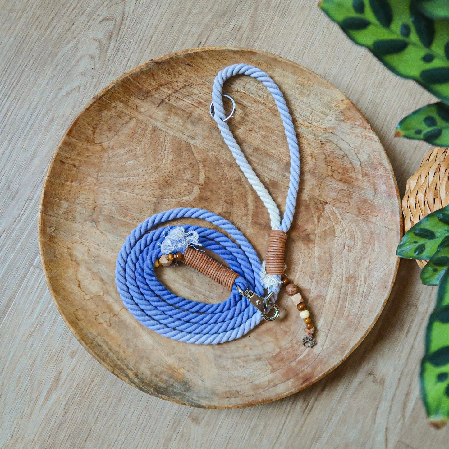 BOHO vodítko pro malé pejsky s ručkou / 1,2m - modrá lila