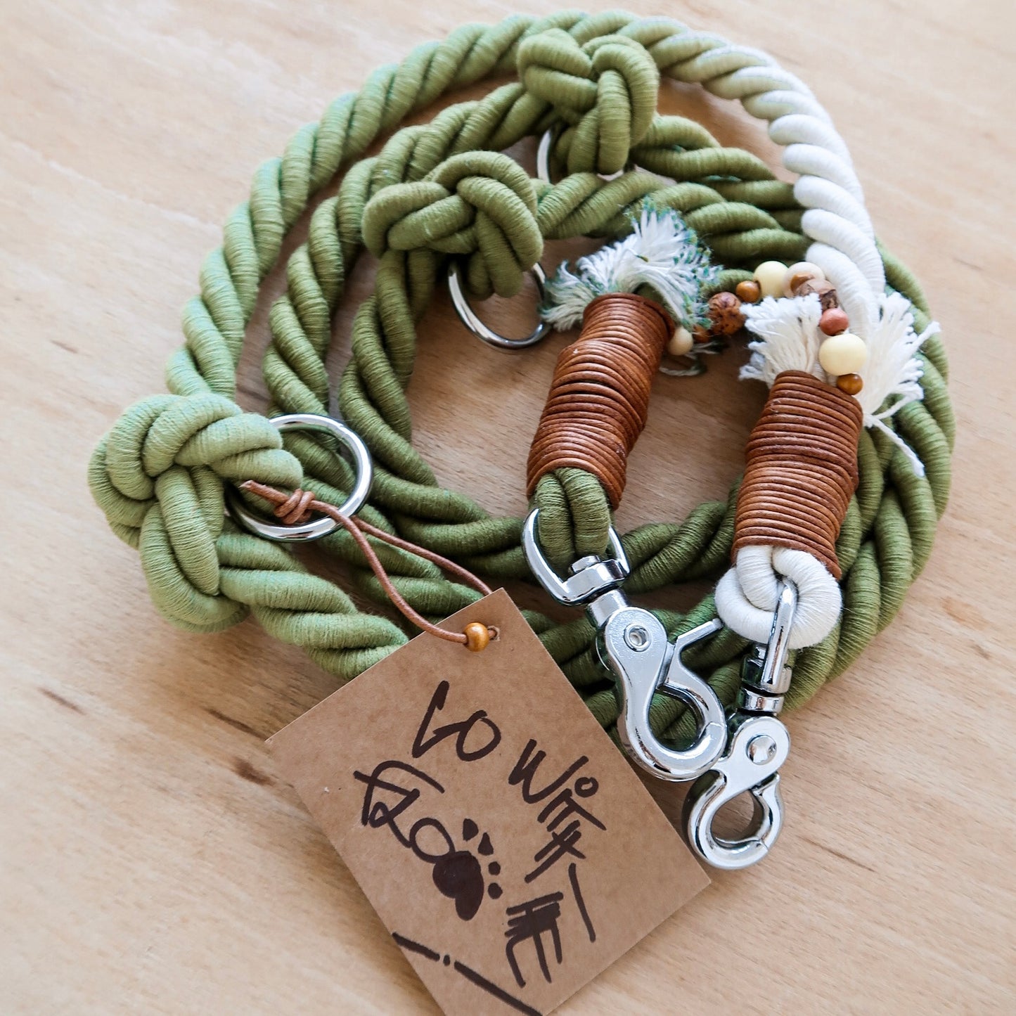 Khaki BOHO vodítko