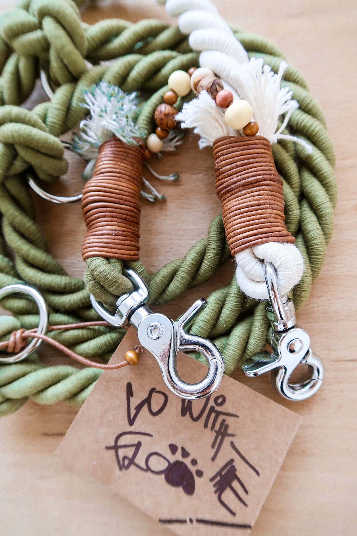 Khaki BOHO vodítko
