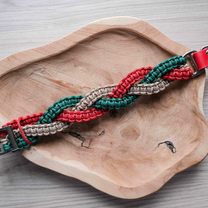 Vánoční paracordový obojek s biothanovým řemínkem / 44 - 50cm