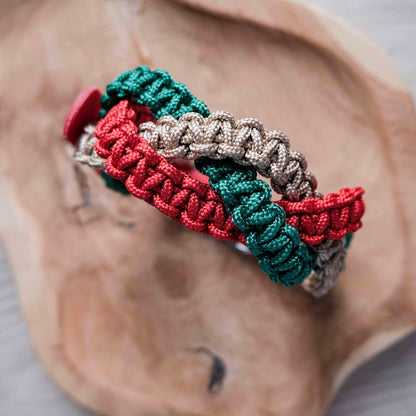 Vánoční paracordový obojek s biothanovým řemínkem / 44 - 50cm